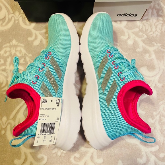 ADIDAS LITE RACER RBN BIG KIDS SHOES 💕💚 - Picture 3 of 13